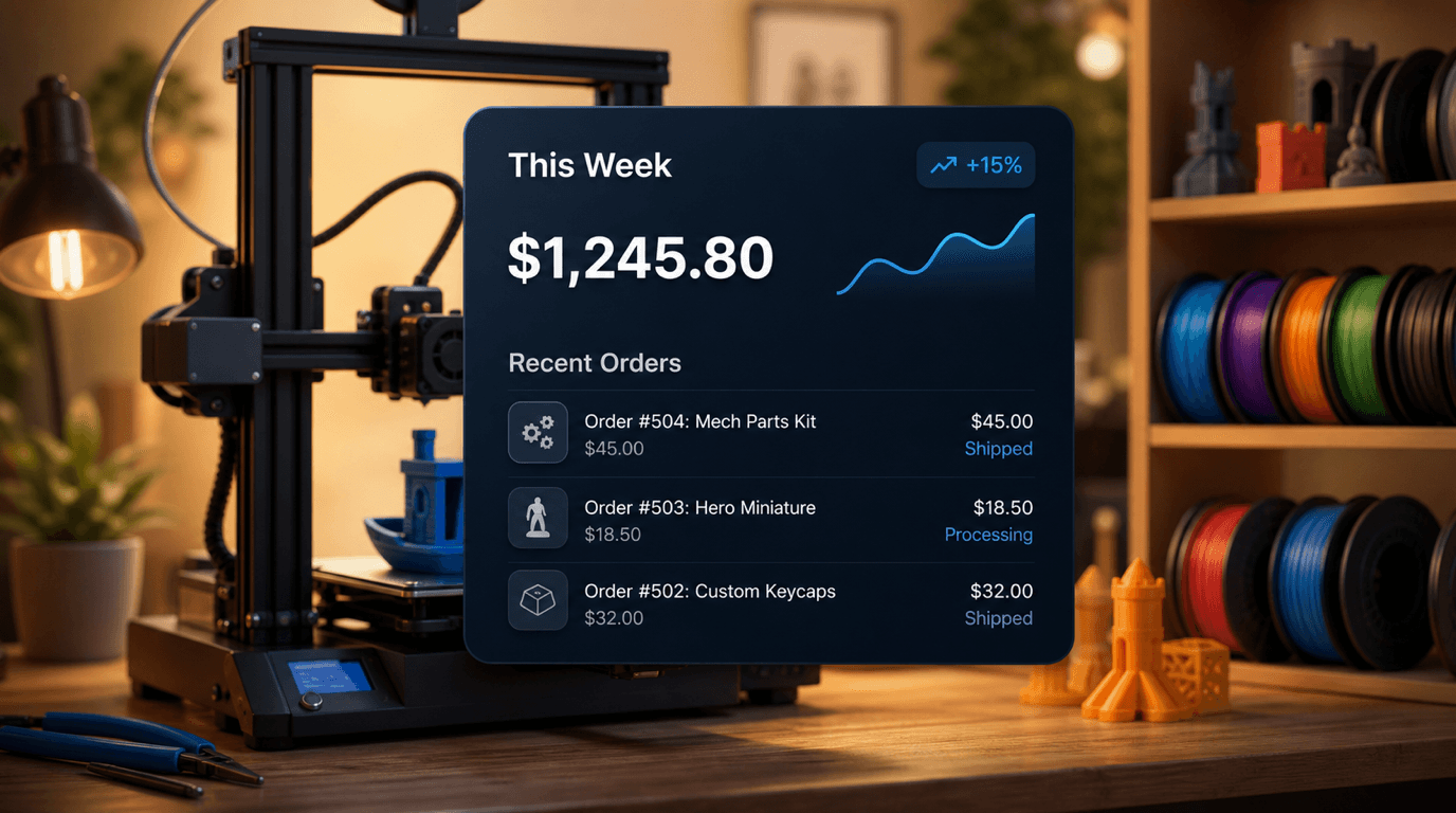 Benchy seller dashboard with sales and recent orders